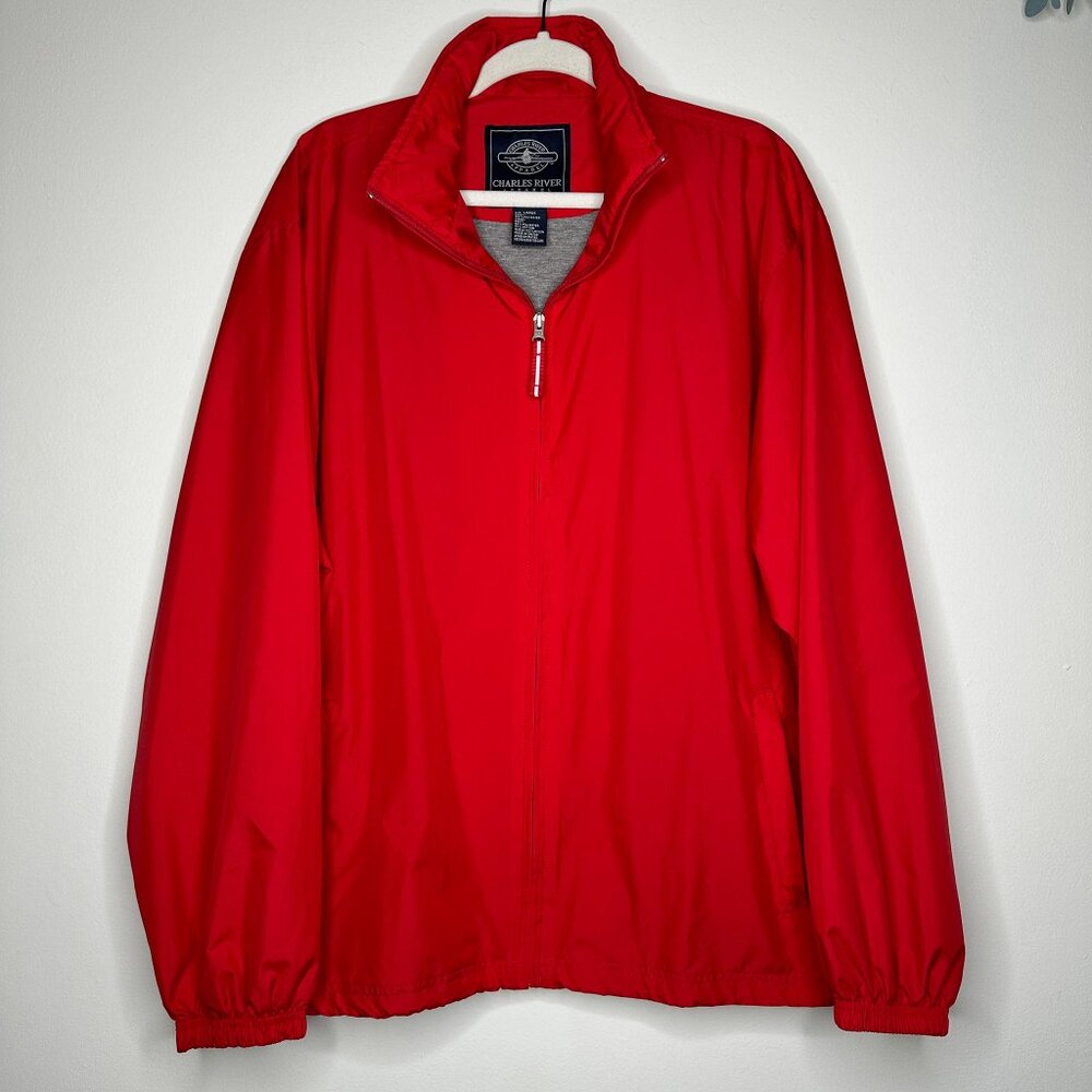 Charles River‎ Apparel Men's Lightweight Windbreaker Jacket Red Zip-Up Casual